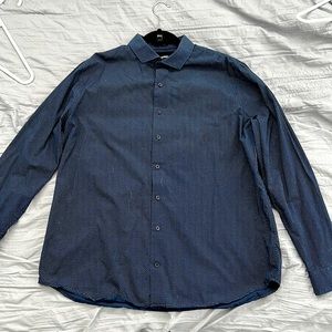 Express Navy Printed Dress Shirt